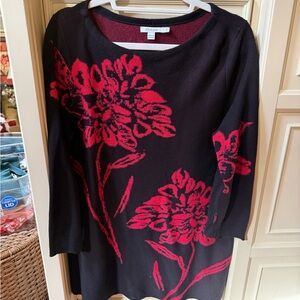 Chico's Red and Black Knit Top